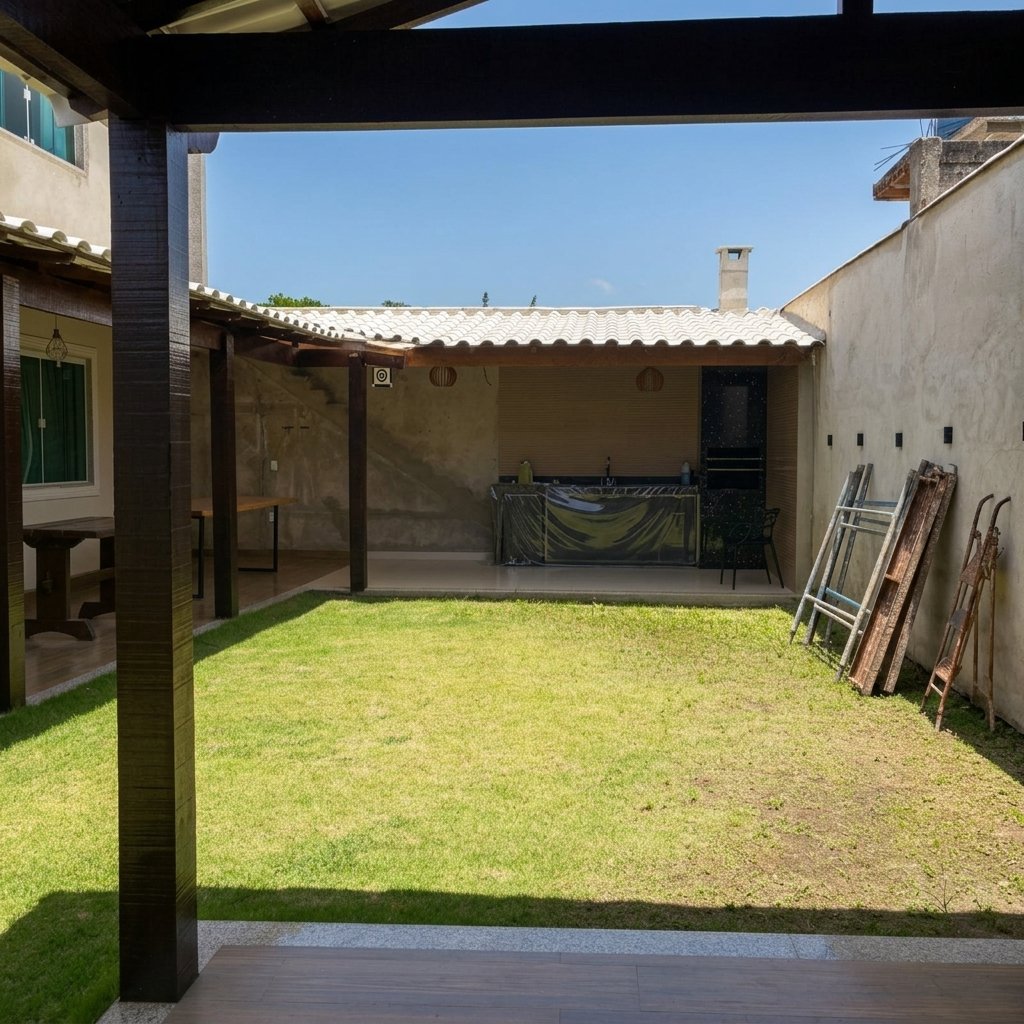 O mesmo quintal antes da instalação da piscina